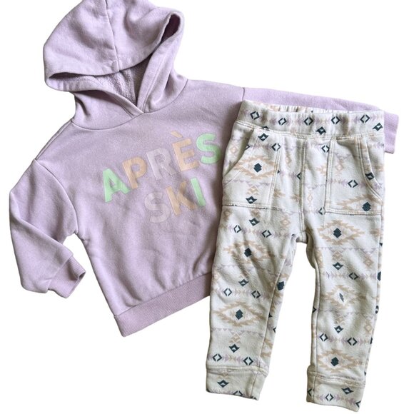 Grayson Mini Baby Girl 2T Après Ski Hoodie & Patterned Pants Matching Set - Picture 1 of 2